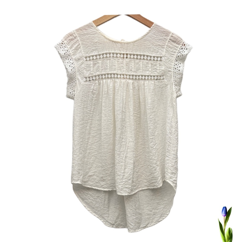 Ro & De White Boho Cap Sleeve Blouse size XS  XP
